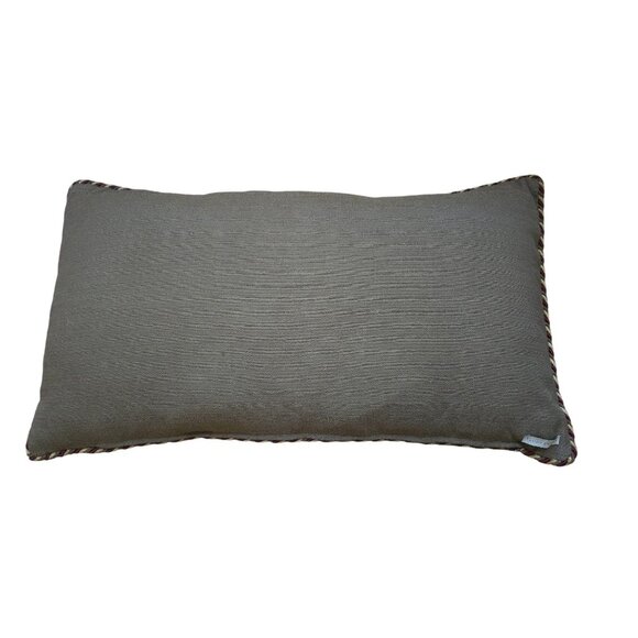 Gold & Red Jacquard Throw Pillow With Braided Trim 35" X 20" - Picture 2 of 7